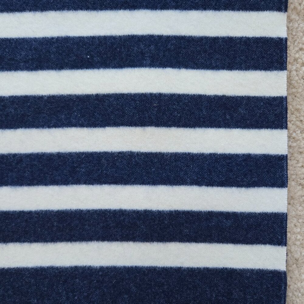 NWOT J. Crew Cream Wool Scarf with Navy Stripes - Picture 5 of 10